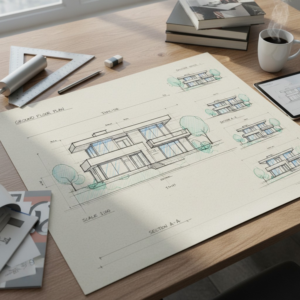 Architect Drawing of a house